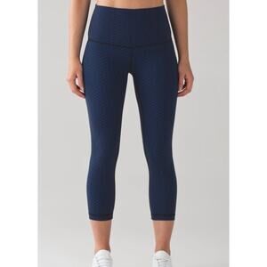 Lululemon Wunder Under Crop Black & Blue Pattern